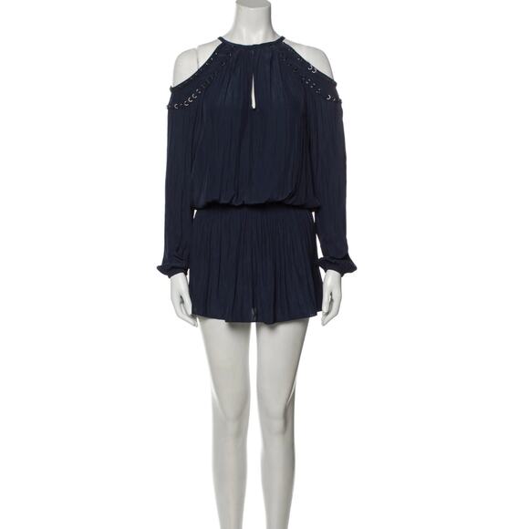 Ramy Brook Cold Shoulder Navy Blouson Satin Mini Dress Size XS - Picture 10 of 10